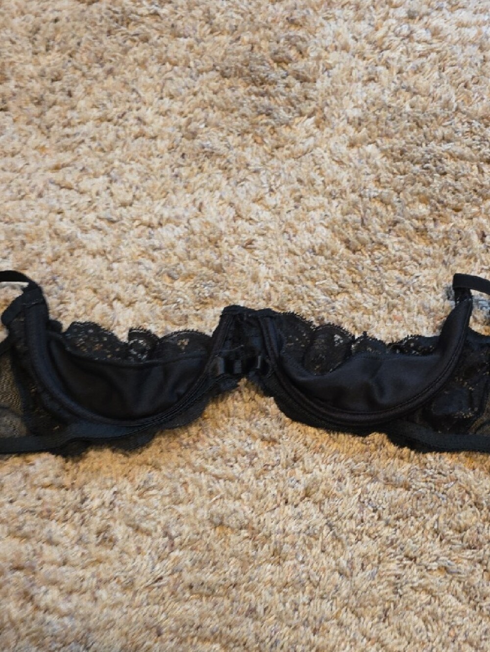 Black Lace Underwire Shelf Bra - Women's Intimates Size 38 - Picture 4 of 5